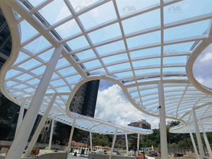 Struktur Kanopi Membran PTFE / ETFE Peneduh Tarik Atap